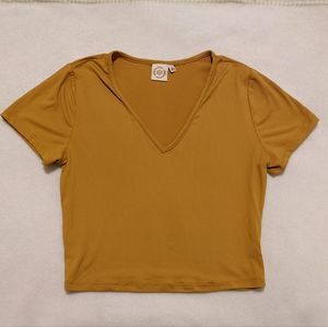 Yellow Fitted Crop Tee